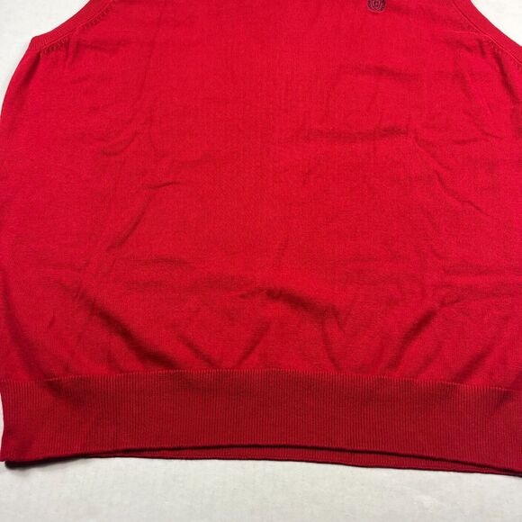Chaps Mens Red Knit Sweater Vest XL Classic Preppy Casual Golf Layered Cotton - Picture 2 of 11